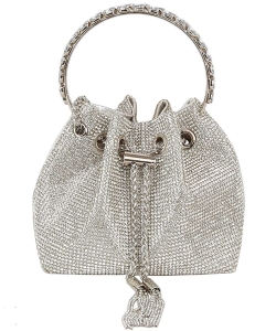 Allover Rhinestone Drawstring Satchel LGZ070 SILVER